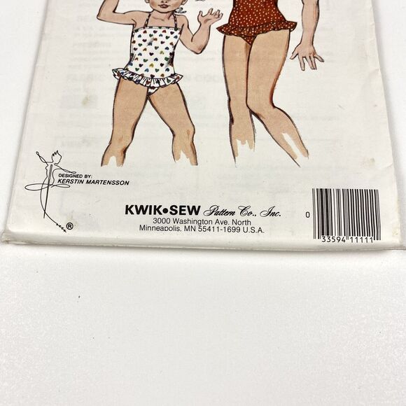 VTG Kwik Sew 1338 Girls Swimsuit Sewing Patterns 2 Styles Ruffle Sz 4-7 SEALED - Picture 5 of 9